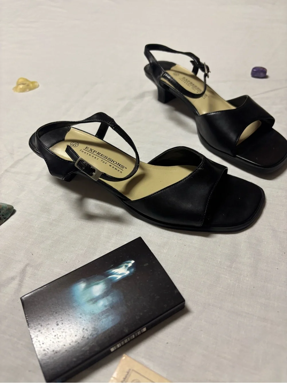 Expressions Black Open-Toe Strappy Heels